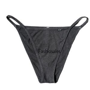 Victorias Secret Pink Soft Cotton Ribbed String Bikini panty Gray